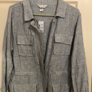NWT Christopher Banks jacket in navy/white stripe.